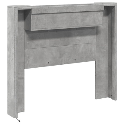 Headboard Cabinet with LED Concrete Grey 120x16.5x103.5 cm