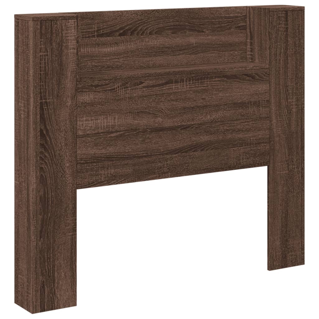 Headboard Cabinet with LED Brown Oak 120x16.5x103.5 cm