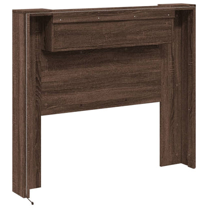 Headboard Cabinet with LED Brown Oak 120x16.5x103.5 cm