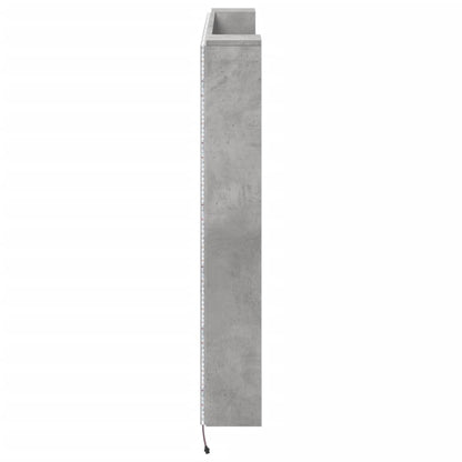 Headboard Cabinet with LED Concrete Grey 140x16.5x103.5 cm