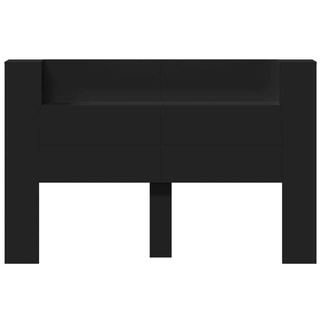 Headboard Cabinet with LED Black 160x16.5x103.5 cm