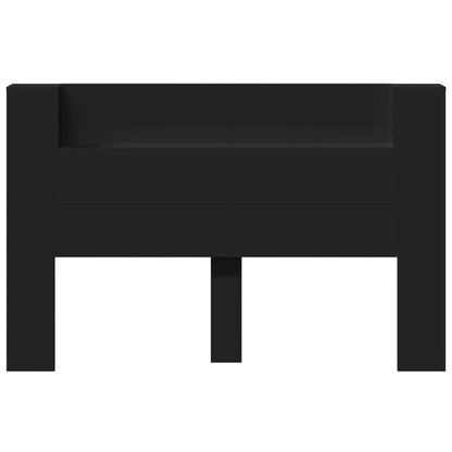 Headboard Cabinet with LED Black 160x16.5x103.5 cm