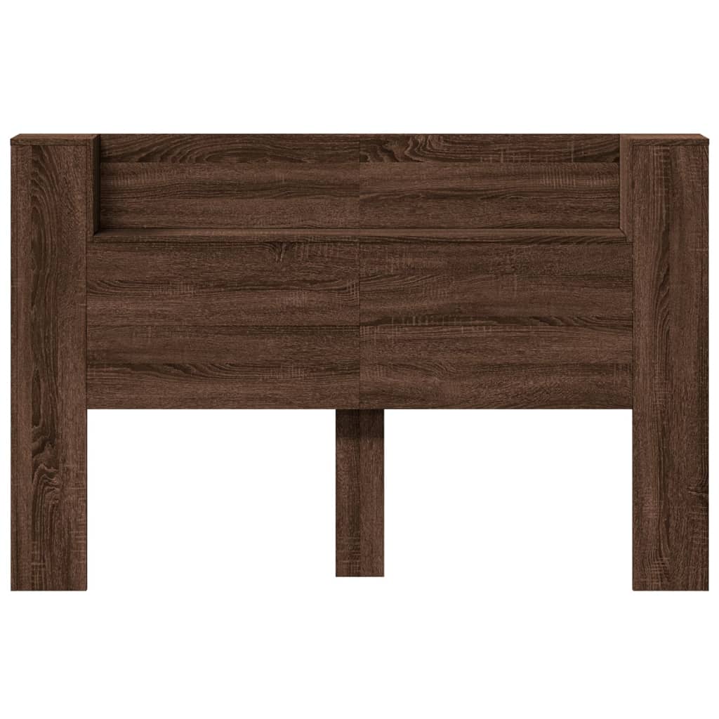 Headboard Cabinet with LED Brown Oak 160x16.5x103.5 cm