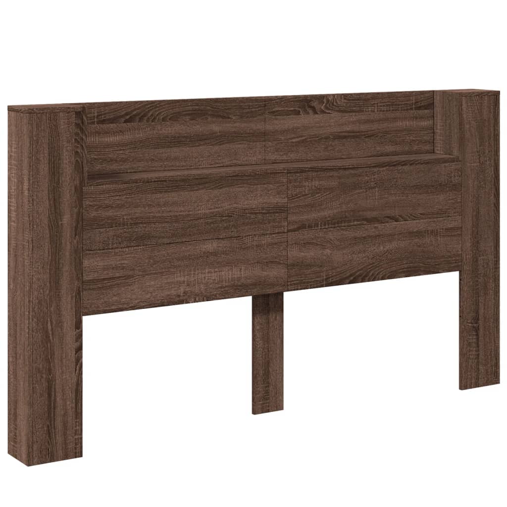 Headboard Cabinet with LED Brown Oak 180x16.5x103.5 cm