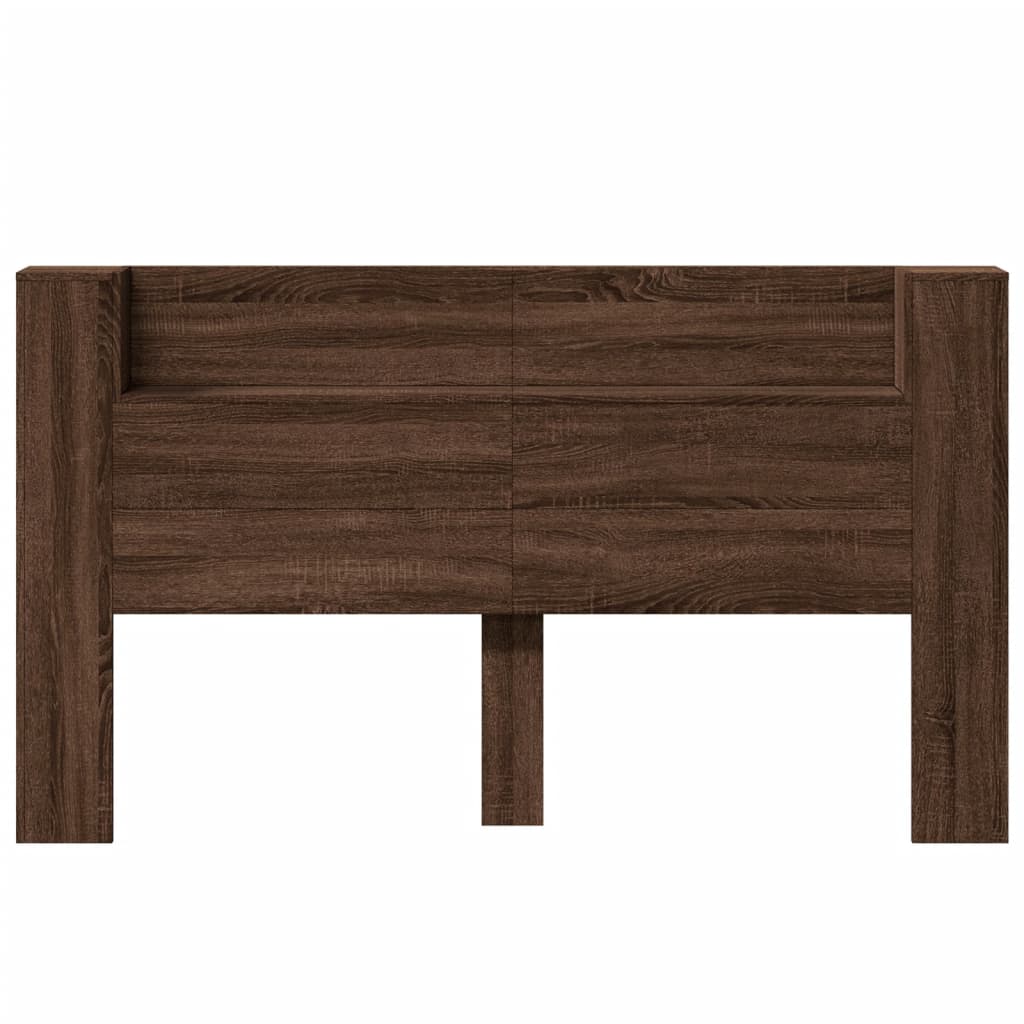 Headboard Cabinet with LED Brown Oak 180x16.5x103.5 cm