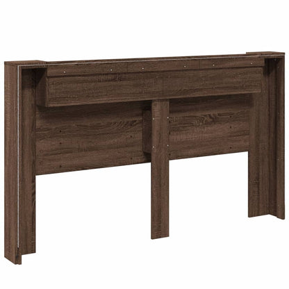 Headboard Cabinet with LED Brown Oak 180x16.5x103.5 cm