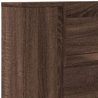 Headboard Cabinet with LED Brown Oak 180x16.5x103.5 cm