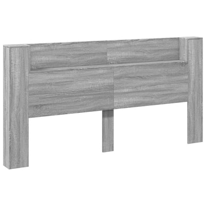 Headboard Cabinet with LED Grey Sonoma 200x16.5x103.5 cm