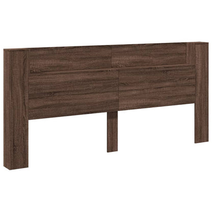 Headboard Cabinet with LED Brown Oak 220x16.5x103.5 cm