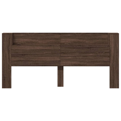 Headboard Cabinet with LED Brown Oak 220x16.5x103.5 cm