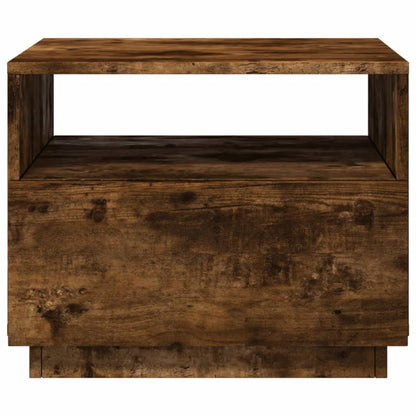 Coffee Table with LED Lights Smoked Oak 50x49x40 cm