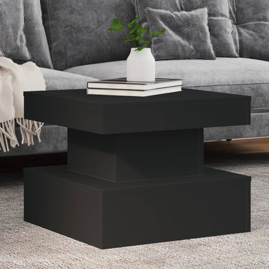 Coffee Table with LED Lights Black 50x50x40 cm