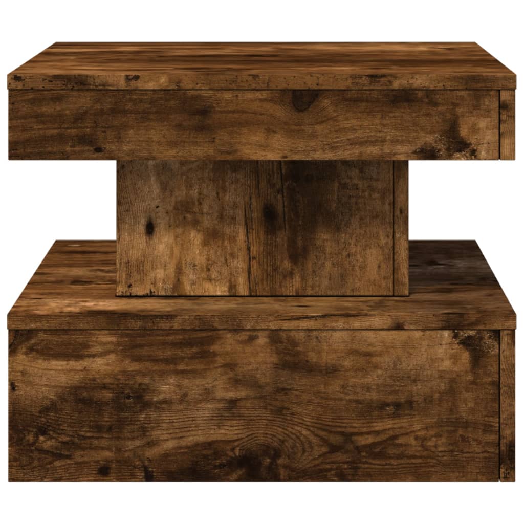 Coffee Table with LED Lights Smoked Oak 50x50x40 cm