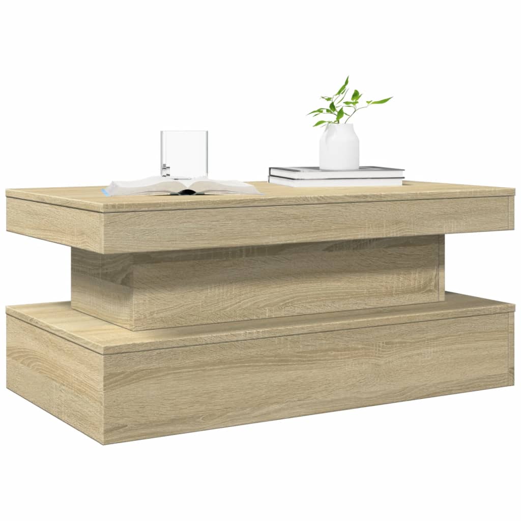 Coffee Table with LED Lights Sonoma Oak 90x50x40 cm