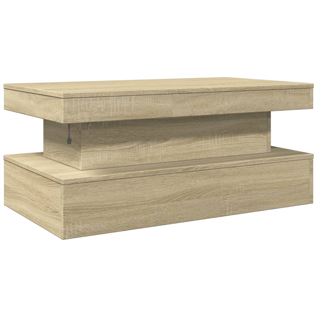 Coffee Table with LED Lights Sonoma Oak 90x50x40 cm