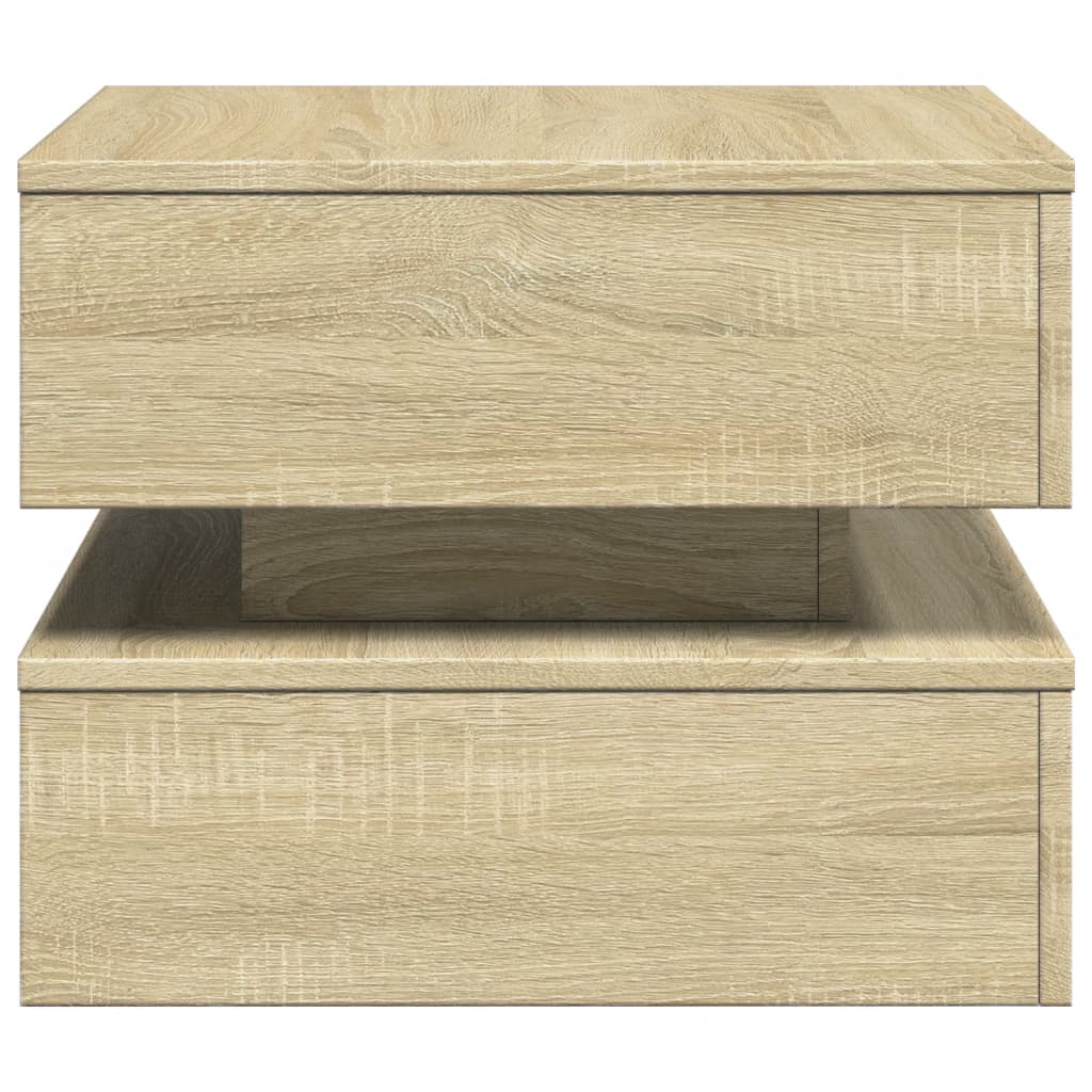 Coffee Table with LED Lights Sonoma Oak 50x50x40 cm