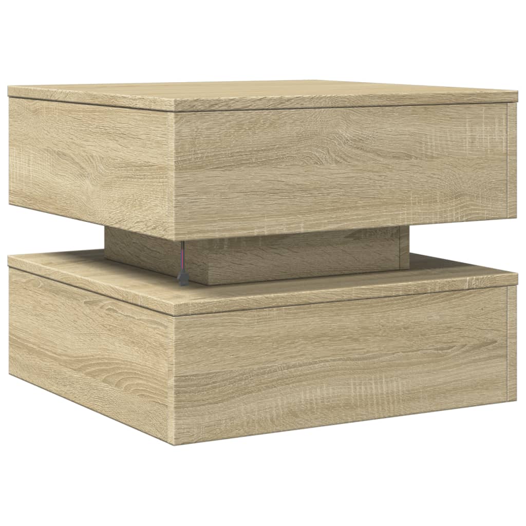 Coffee Table with LED Lights Sonoma Oak 50x50x40 cm