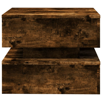 Coffee Table with LED Lights Smoked Oak 50x50x40 cm