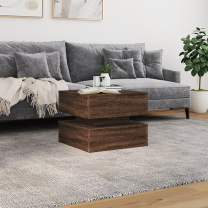 Coffee Table with LED Lights Brown Oak 50x50x40 cm