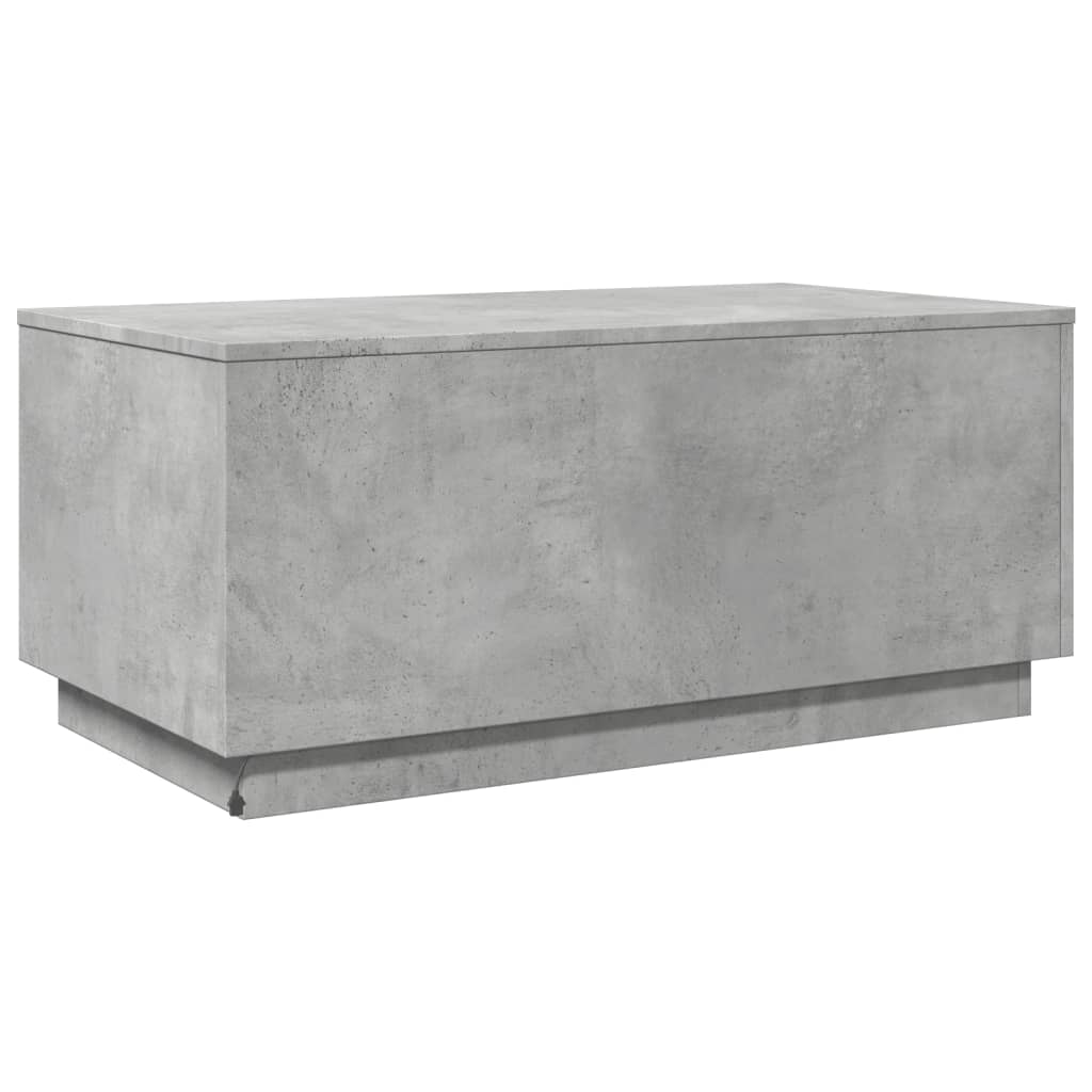 Coffee Table with LED Lights Concrete Grey 90x50x40 cm