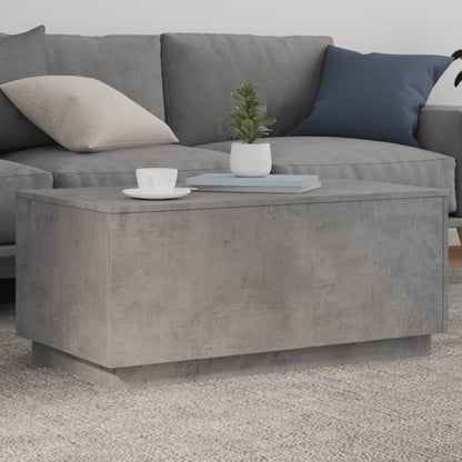 Coffee Table with LED Lights Concrete Grey 90x50x40 cm