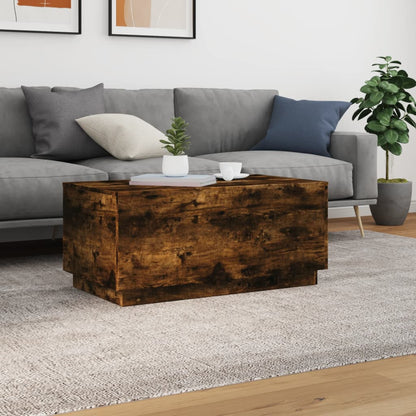 Coffee Table with LED Lights Smoked Oak 90x50x40 cm