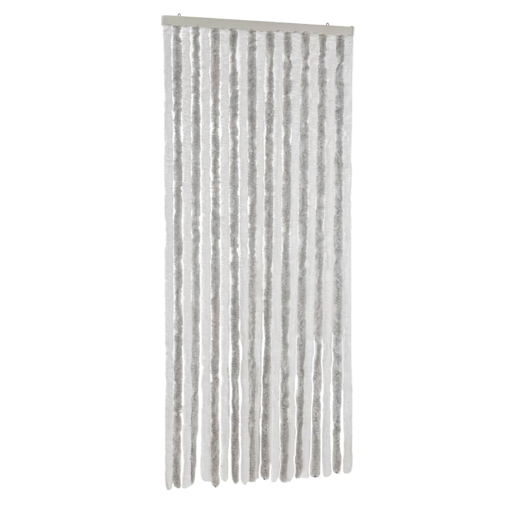 Fly Curtain Light Grey and White 90x200 cm Chenille