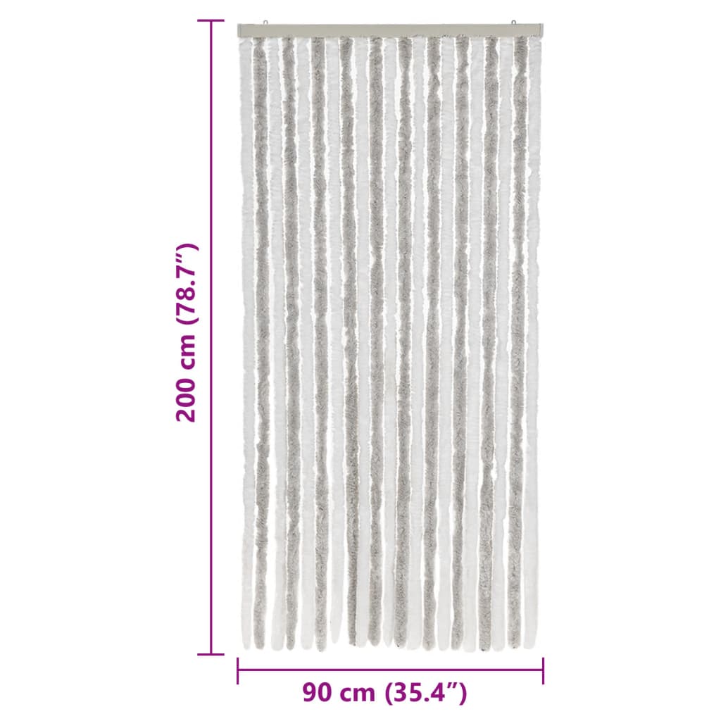 Fly Curtain Light Grey and White 90x200 cm Chenille