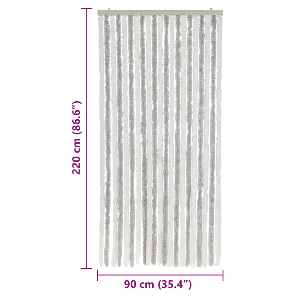 Fly Curtain Light Grey and White 90x220 cm Chenille