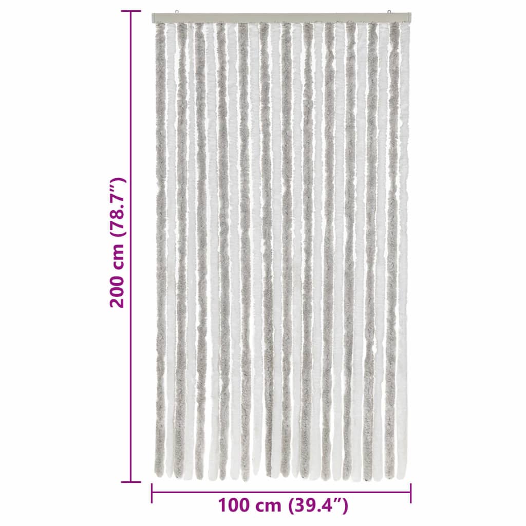 Fly Curtain Light Grey and White 100x200 cm Chenille