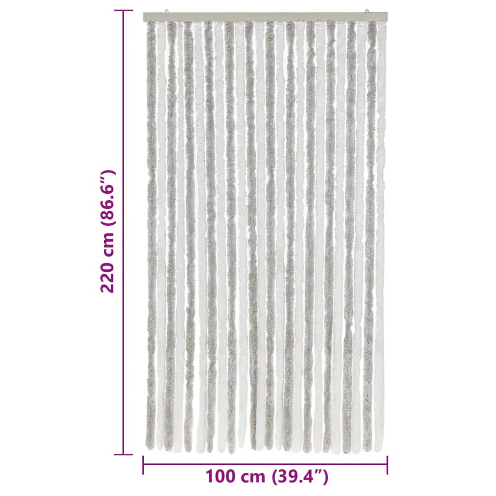 Fly Curtain Light Grey and White 100x220 cm Chenille