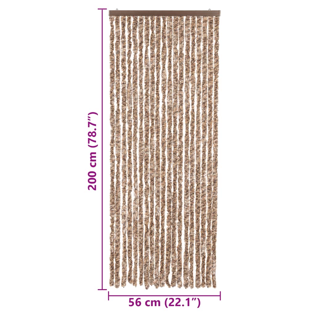 Fly Curtain Beige and Dark Brown 56x200 cm Chenille