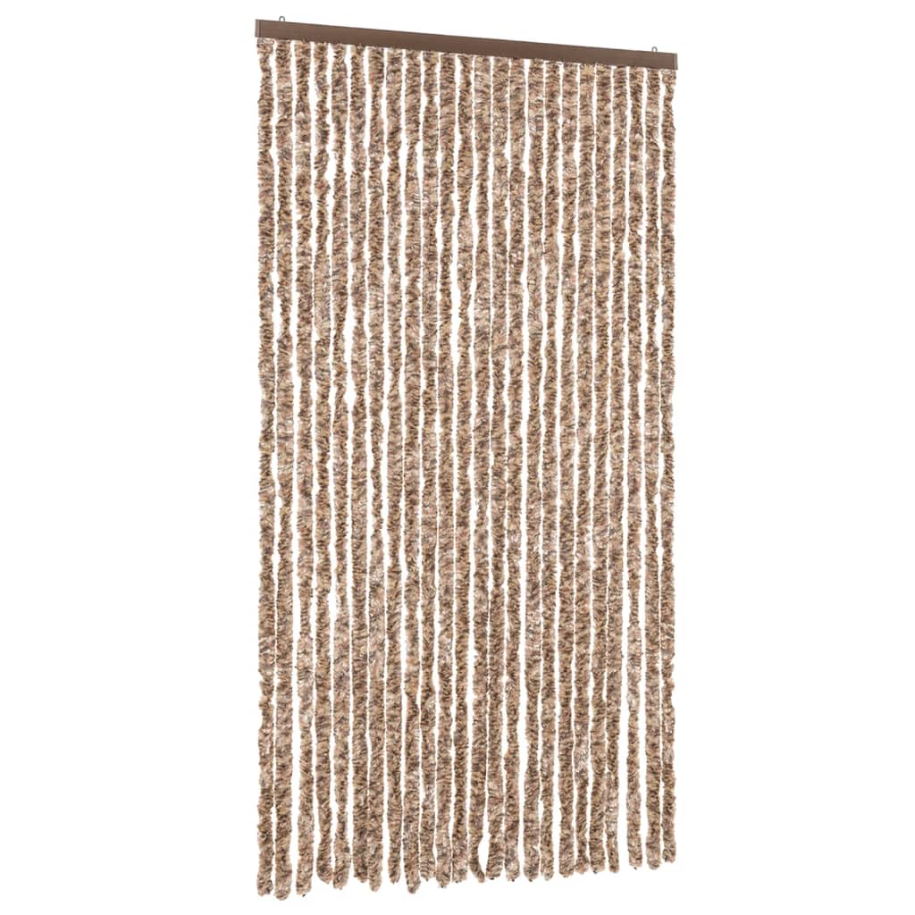 Fly Curtain Beige and Dark Brown 100x200 cm Chenille