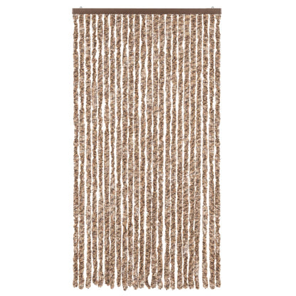 Fly Curtain Beige and Dark Brown 100x200 cm Chenille