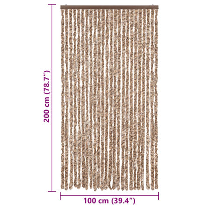 Fly Curtain Beige and Dark Brown 100x200 cm Chenille