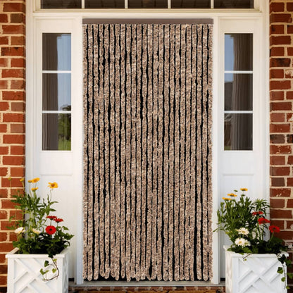 Fly Curtain Beige and Dark Brown 100x200 cm Chenille