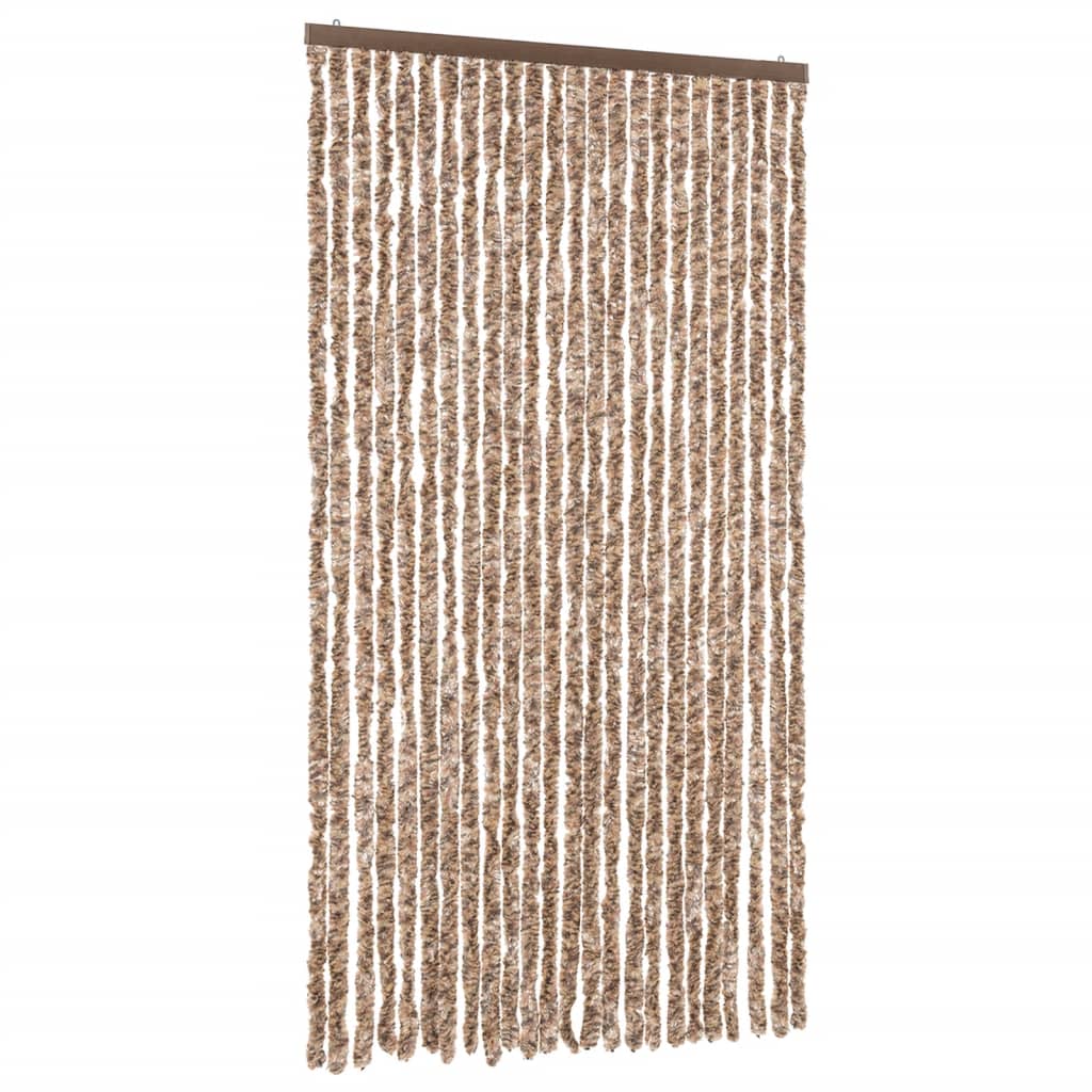 Fly Curtain Beige and Dark Brown 100x220 cm Chenille