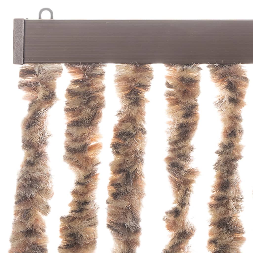 Fly Curtain Beige and Dark Brown 100x220 cm Chenille