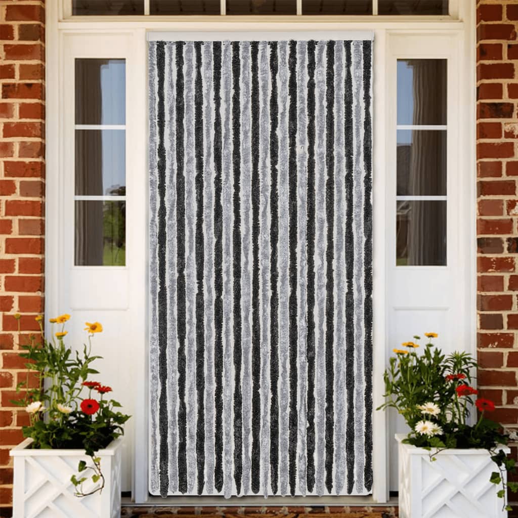 Fly Curtain Grey and Black 100x220 cm Chenille