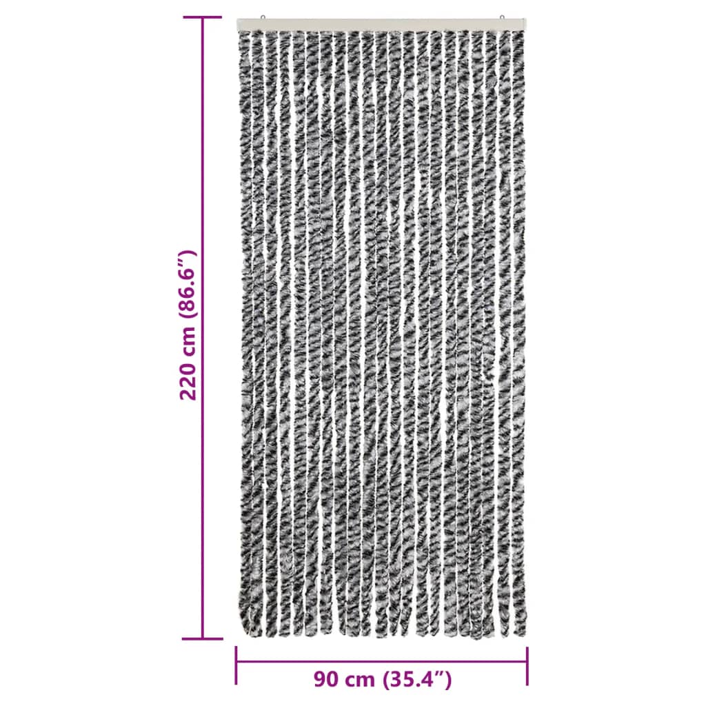 Fly Curtain Grey and Black and White 90x220 cm Chenille