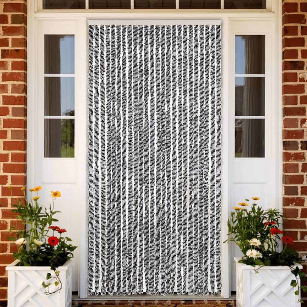 Fly Curtain Grey and Black and White 100x200 cm Chenille