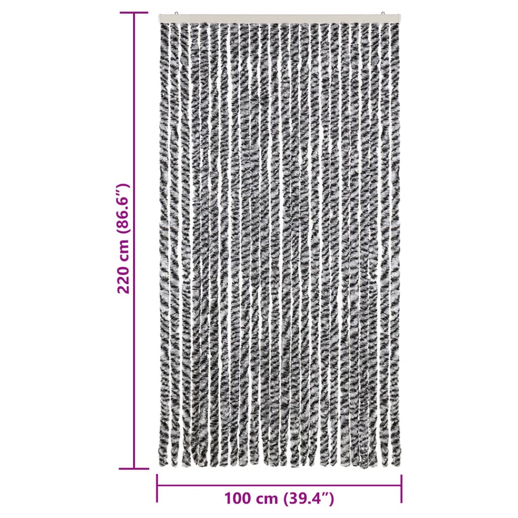 Fly Curtain Grey and Black and White 100x220 cm Chenille