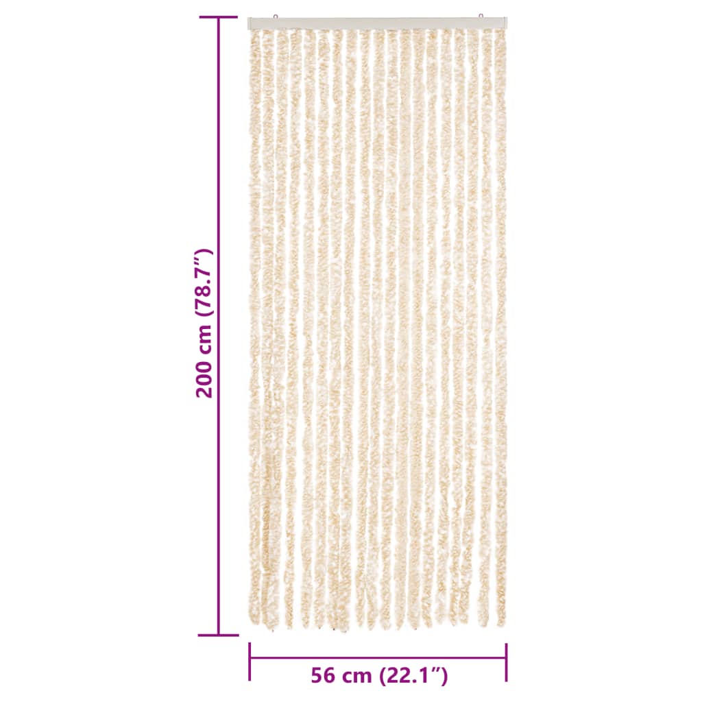 Fly Curtain Beige and White 56x200 cm Chenille