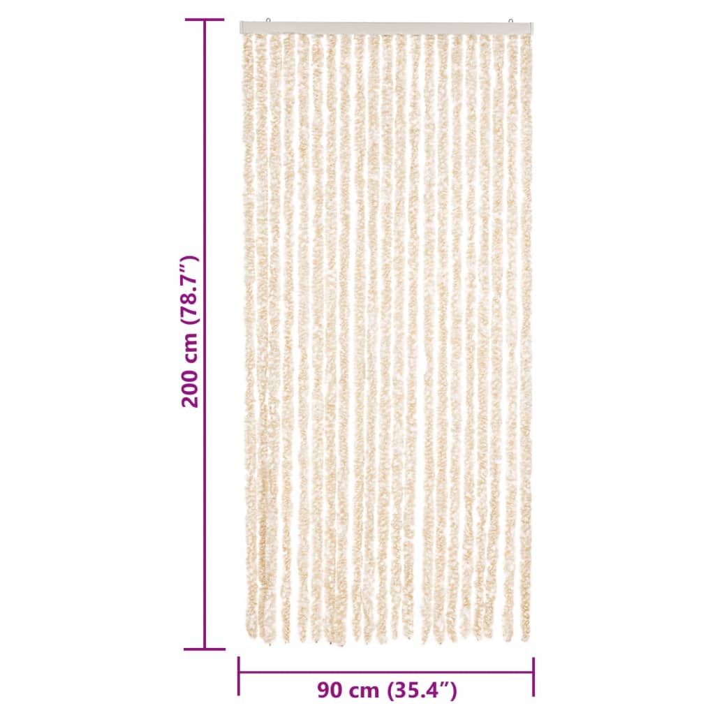 Fly Curtain Beige and White 90x200 cm Chenille