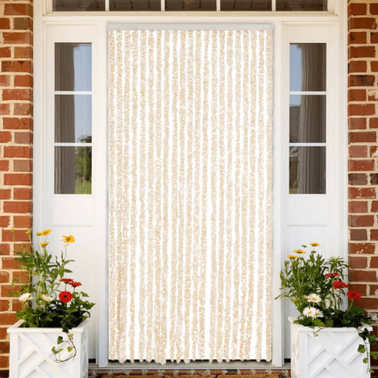 Fly Curtain Beige and White 90x200 cm Chenille