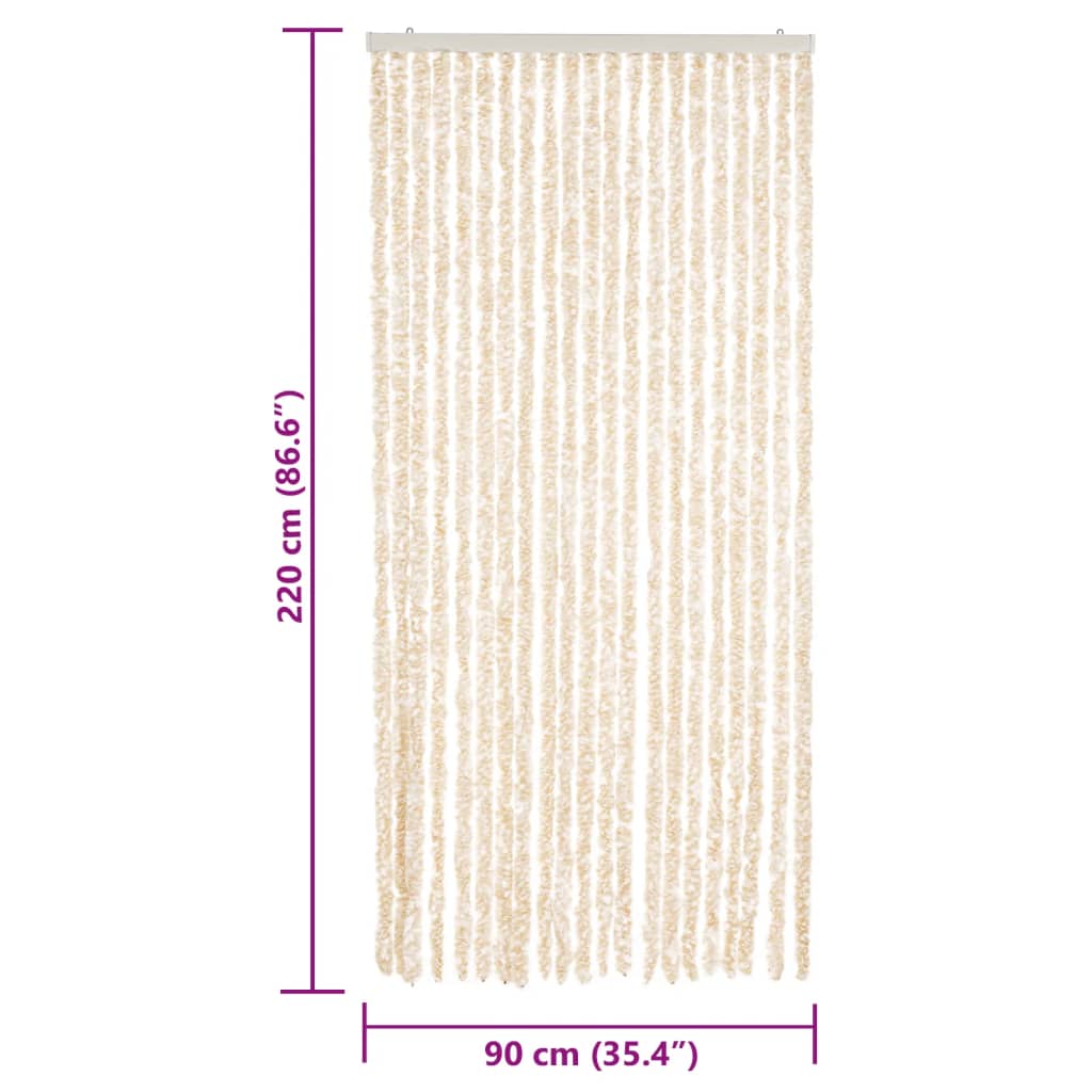 Fly Curtain Beige and White 90x220 cm Chenille