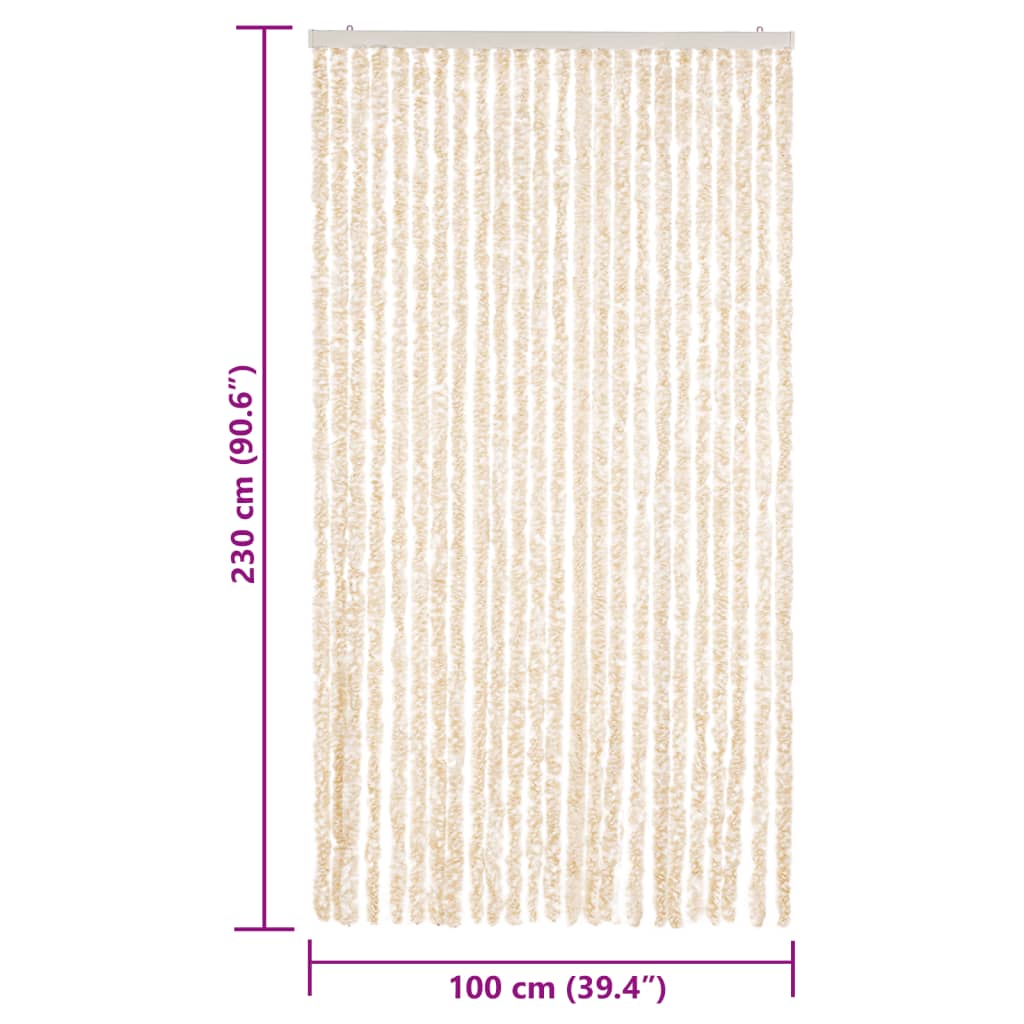 Fly Curtain Beige and White 100x230 cm Chenille