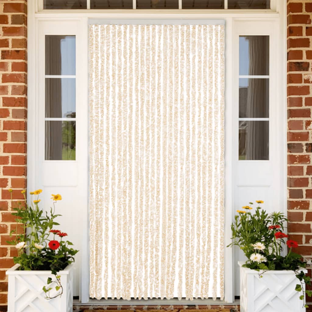 Fly Curtain Beige and White 100x230 cm Chenille