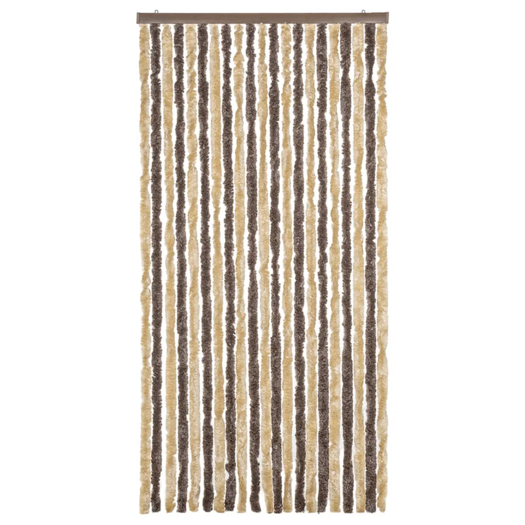 Fly Curtain Dark Brown and Beige 90x200 cm Chenille