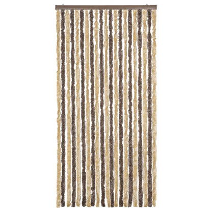 Fly Curtain Dark Brown and Beige 90x200 cm Chenille